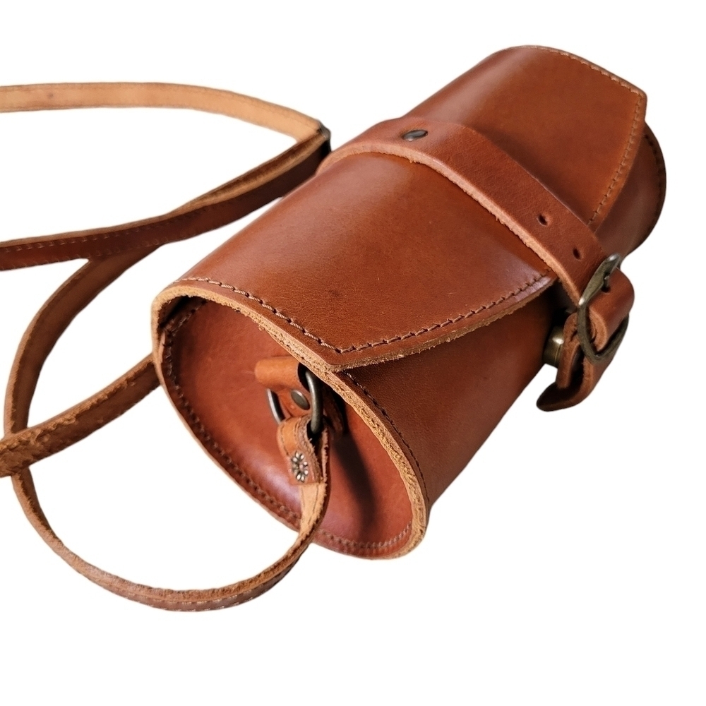 Genuine Leather Cylinder Shape Mini Crossbody Bag Handmade in Greece - Picture 5 of 15